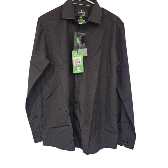 Tom Baine Men's Black Poly/Spandex Slim Fit Performance Stretch Button Down Shir - Picture 11 of 16